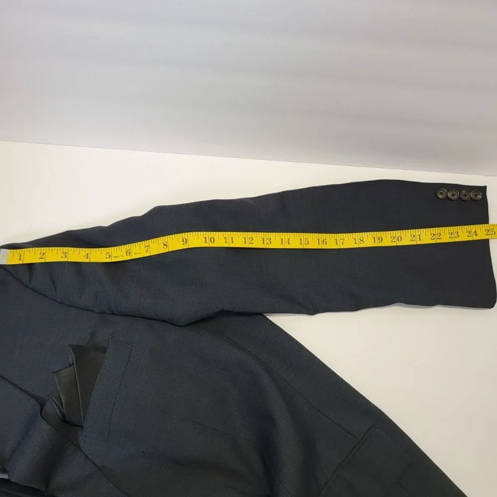 Lauren Ralph Lauren Mens Blue Gray 2pc Wool 2-Button Pleated Pants Suit 48Lx43L